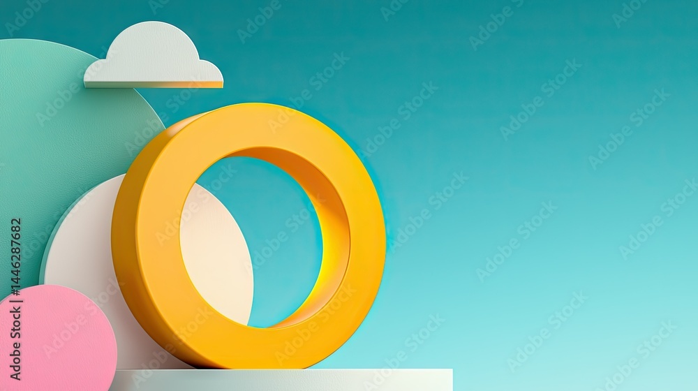 Abstract composition of geometric shapes in bright colors