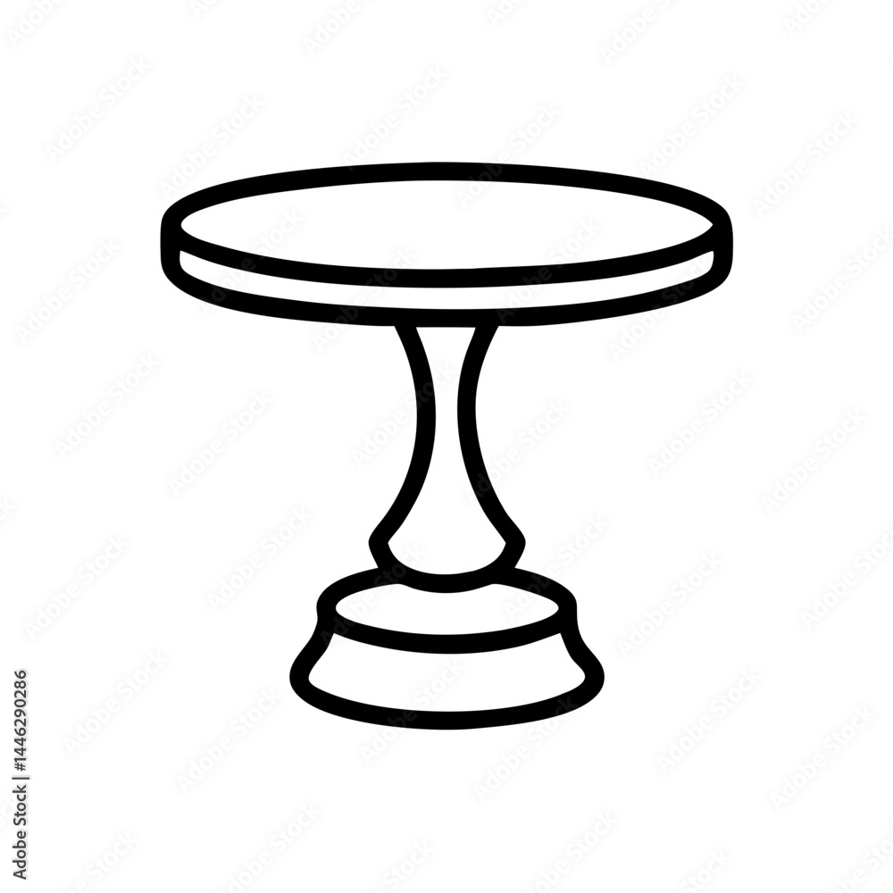 Minimalist empty cake stand illustration in black, icon, vector Minimalist empty cake stand illustration in black, icon, vector