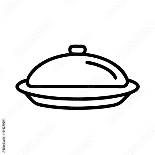 Empty Serving Platter in Simple Line Art Style, icon, vector  