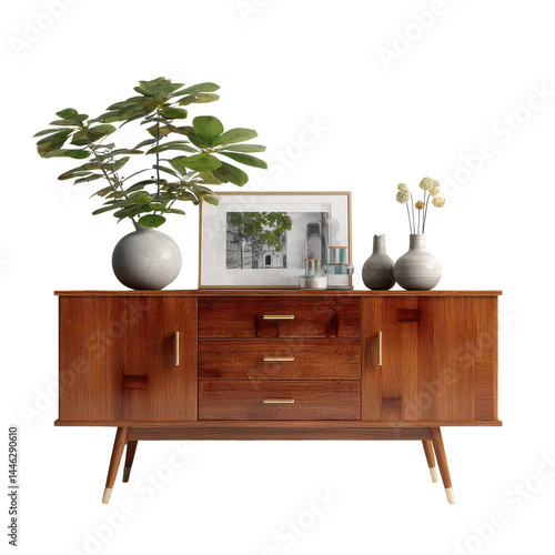 Mid century Modern Wooden Sideboard with Decor Stylish Home Interior Design