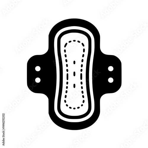 Sanitary Pad Icon – Minimal Black Clipart Symbol for Hygiene, Menstrual Care, and Health Awareness