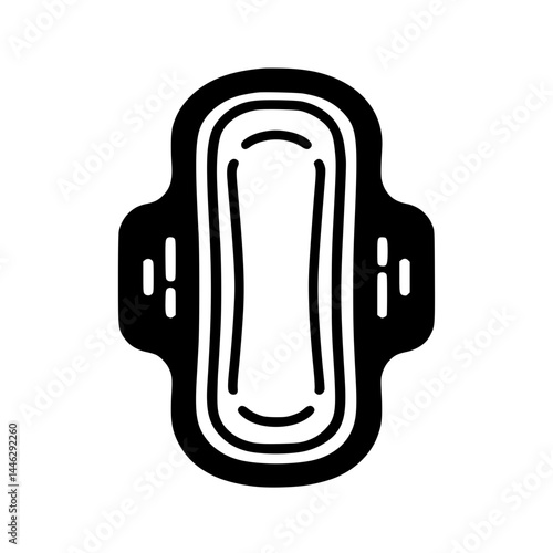 Sanitary Pad Icon – Minimal Black Clipart Symbol for Hygiene, Menstrual Care, and Health Awareness