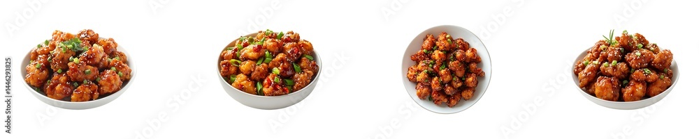 Set, group, collection of Tasty Szechuan fried chicken isolated on transparent background. Set, group, collection of Tasty Szechuan fried chicken isolated on transparent background.