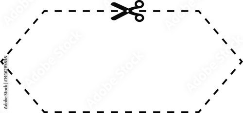 Long rhombus scissor cut crop mark dashed line