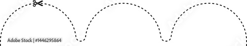 A dashed line forming a jouncing path with a scissor icon indicating where to cut.