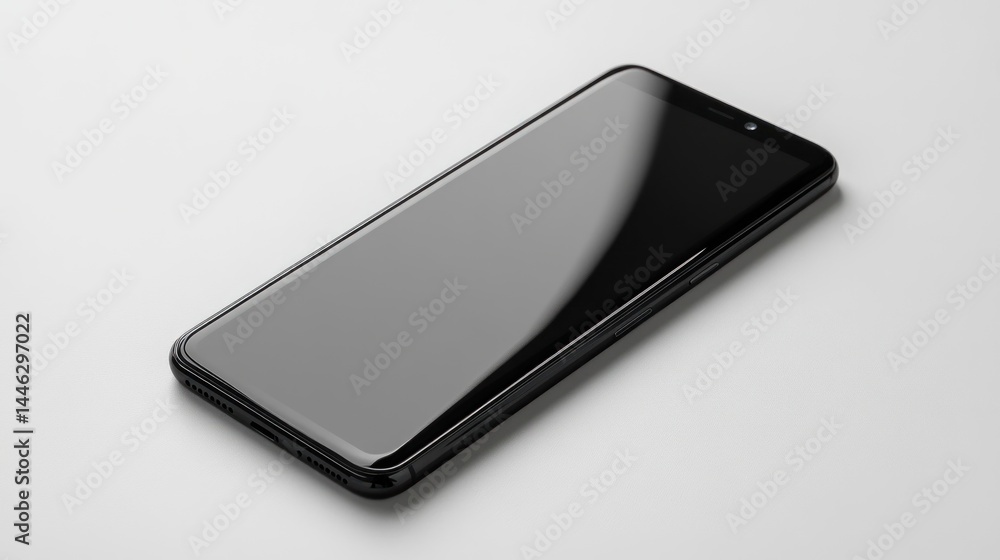 Black smartphone on white background; tech mockup Black smartphone on white background; tech mockup