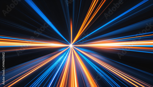 Wallpaper Mural A striking abstract image with vibrant blue and orange light trails against a dark background. Torontodigital.ca