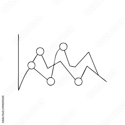 Data set icon illustration in minimal style featuring line graph with data points