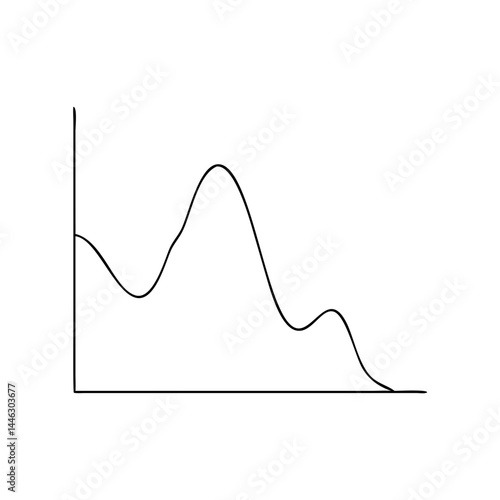 Histogram data icon illustration in minimal style featuring dynamic line graph