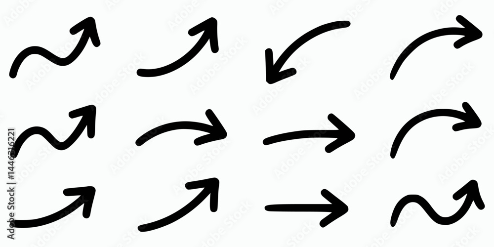 Hand drawn arrow collection on white background Hand drawn arrow collection on white background