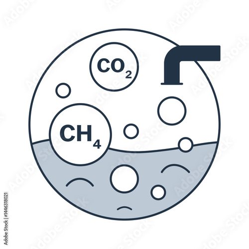 Anaerobic digester vector icon, biogas production