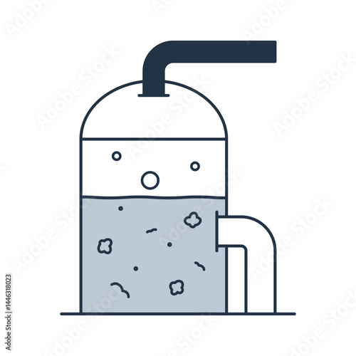 Biogas tank, anaerobic digestion vector icon
