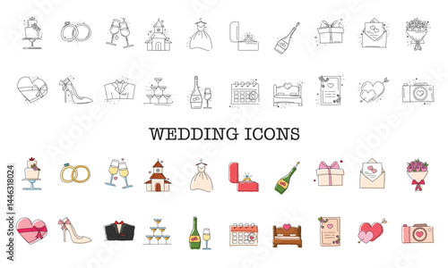 Romantic icons collection. Vector