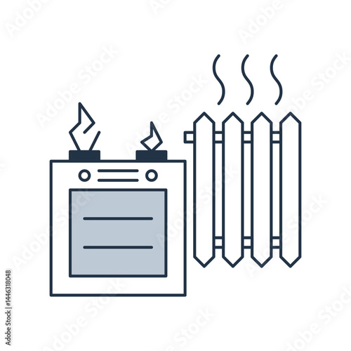 Gas and heating made of biogas, vector icon