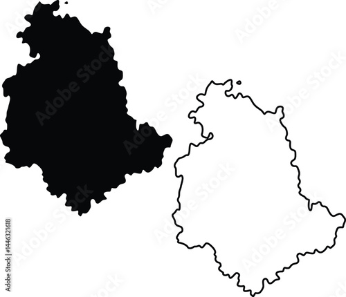 Map of Umbria Italy Silhouette Flat and Outline Design