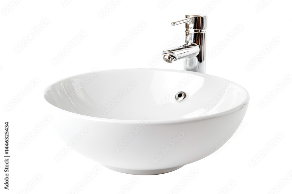 Fototapeta premium Sleek White Vessel Sink Modern Bathroom Design Clean Minimalist Style