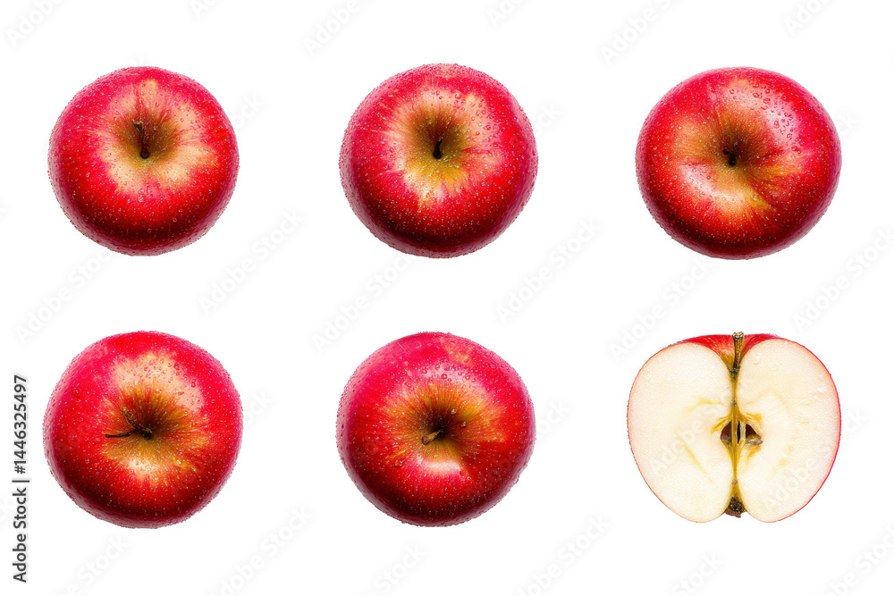 Angled red apple gleaming under soft studio flash Angled red apple gleaming under soft studio flash
