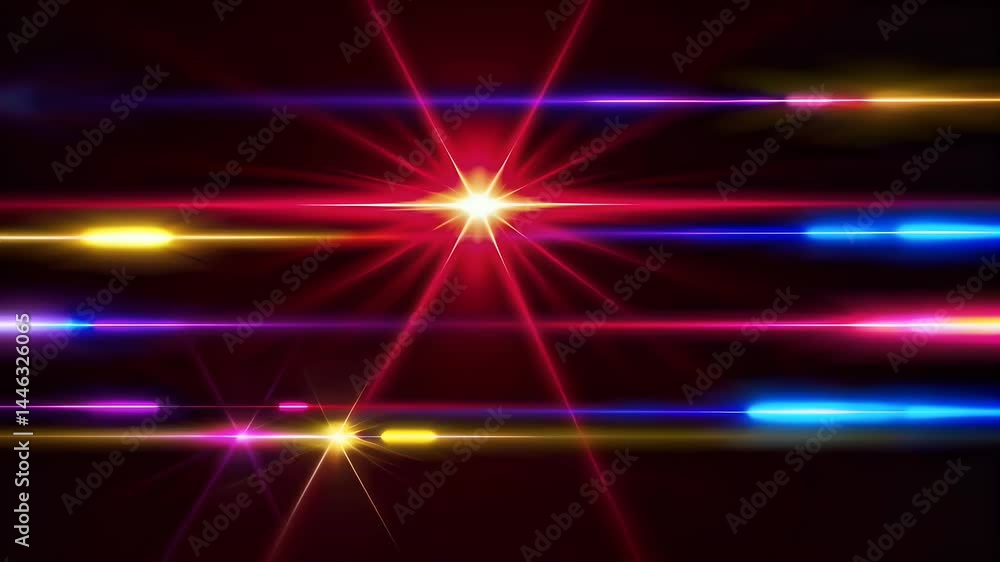 Elegant visual symmetrical light flares moving horizontally fading loop perfect logo intros dramatic lighting overlays videos