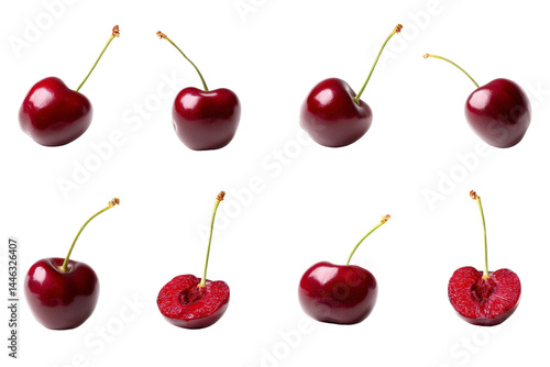 Centered cherry glowing with rich ruby luster
