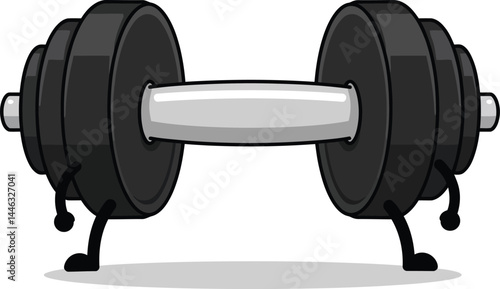 Dumbbell with animated legs walking fitness exercise equipment vector illustration 