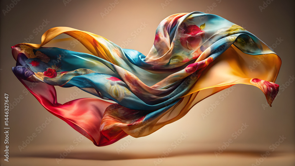 Fototapeta premium Heart in the wind colorful fractal design on a black backdrop with dynamic rainbow light effects