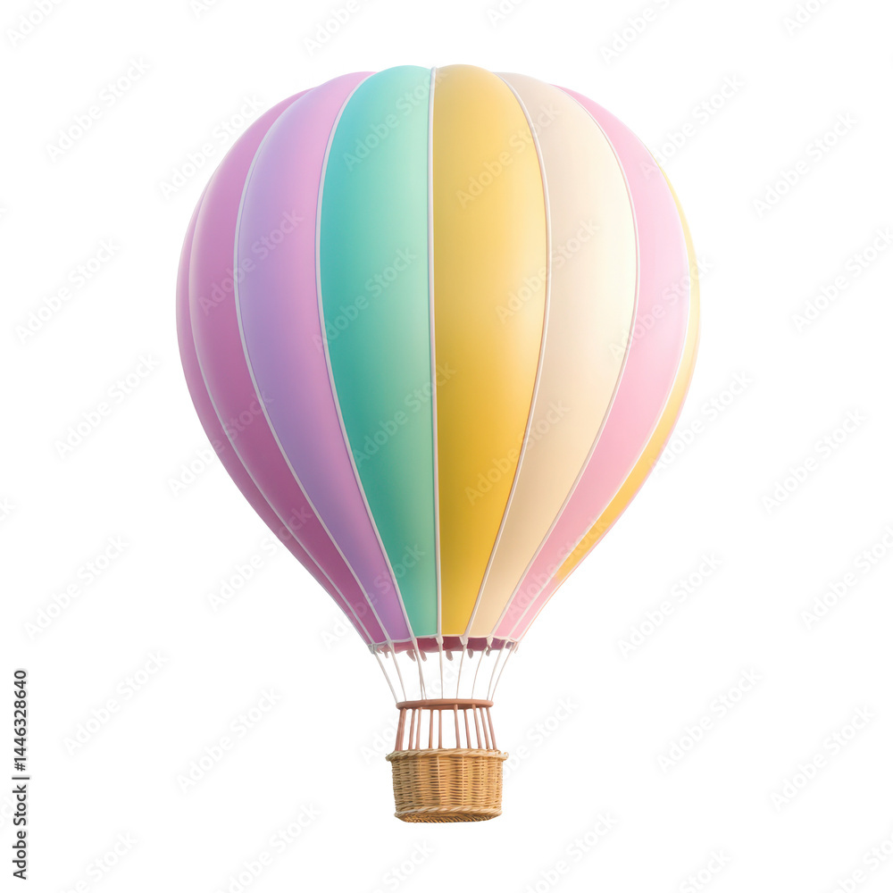 Fototapeta premium Colorful hot air balloon illustration on transparent background