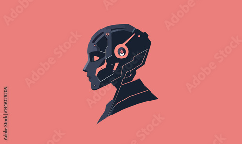 Minimalist AI Robot Profile Vector Graphic for Technology and Innovation Themes