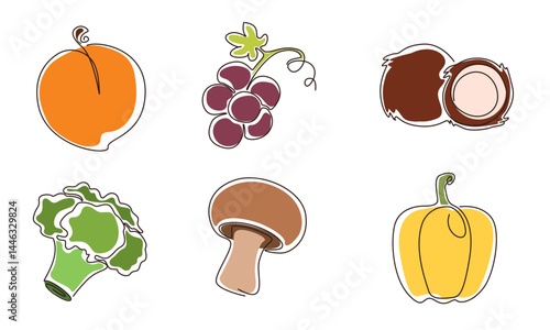 Sketched food collection. Vector