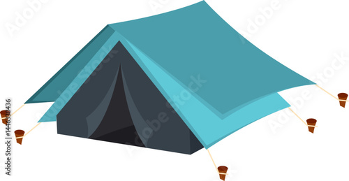 Colored camping tent icon. Vector
