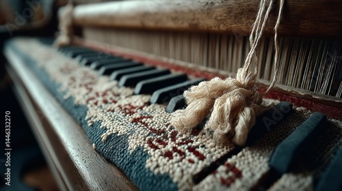 Obraz na płótnie Decorated loom with keys and yarn
