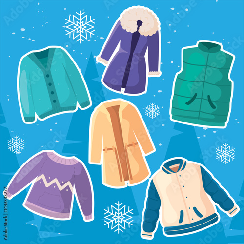 Winter outerwear collection. Vector