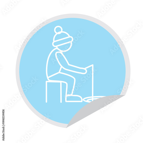 Ice fishing winter icon. Vector