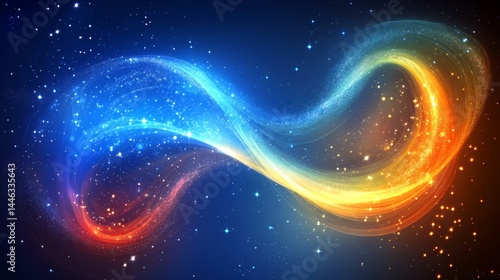 An illustration known as Spectral Current, depicting an abstract digital background with a long and wide flowing stream of liquid spectral colors