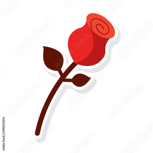 Red romantic rose. Vector