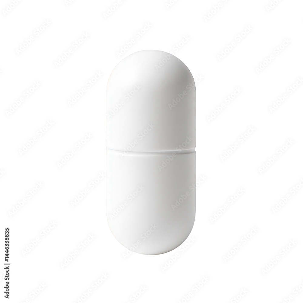 Pristine white elongated pharmaceutical capsule, displaying its simple, smooth, and functional design. Pristine white elongated pharmaceutical capsule, displaying its simple, smooth, and functional design.