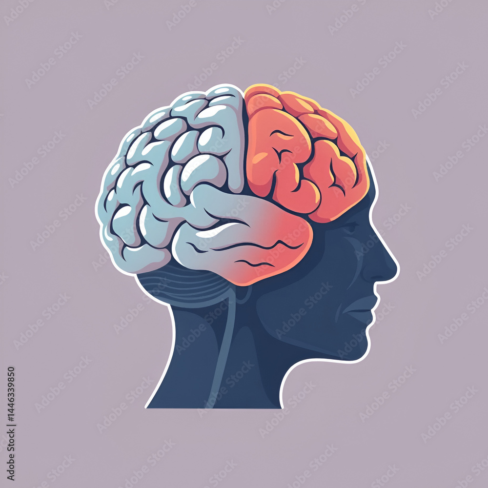 Obraz premium alzheimer disease, incoordination function brain, decrease in mental human ability color block style icon