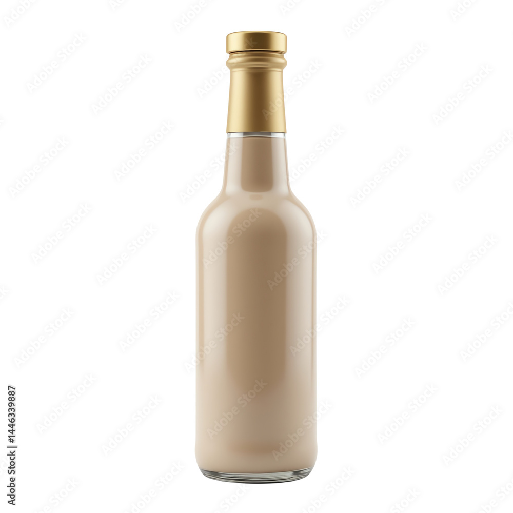 Elegant beverage bottle with a golden cap. Elegant beverage bottle with a golden cap.