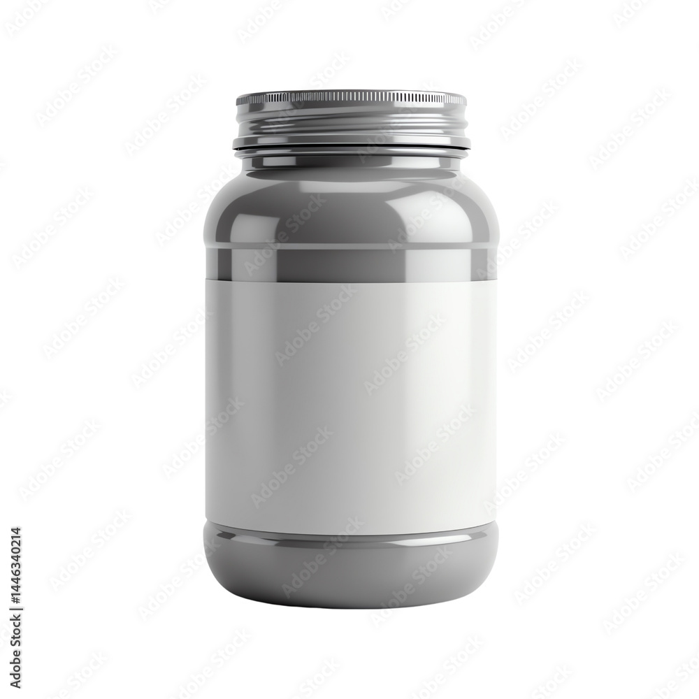Gray container for nutritional supplements. Gray container for nutritional supplements.