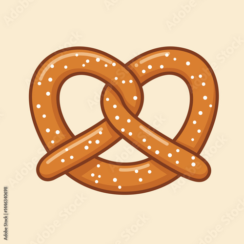 Soft baked salted pretzel snack food illustration with golden brown crust and salt granules vector image 