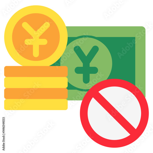 Boycott Action mini illustration flat color icon, use for trade wars, economy, business, finance, economic competition, UI, UX kit, app and web development, digital or print.
