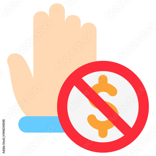 Boycott Action mini illustration flat color icon, use for trade wars, economy, business, finance, economic competition, UI, UX kit, app and web development, digital or print.