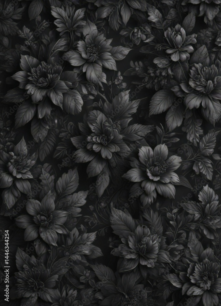 custom made wallpaper toronto digitalIntricate charcoal floral wallpaper  Seamless pattern, dark hues , dark, geometric