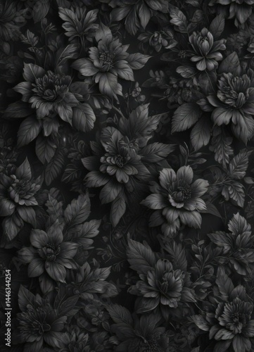 Wallpaper Mural Intricate charcoal floral wallpaper  Seamless pattern, dark hues , dark, geometric Torontodigital.ca
