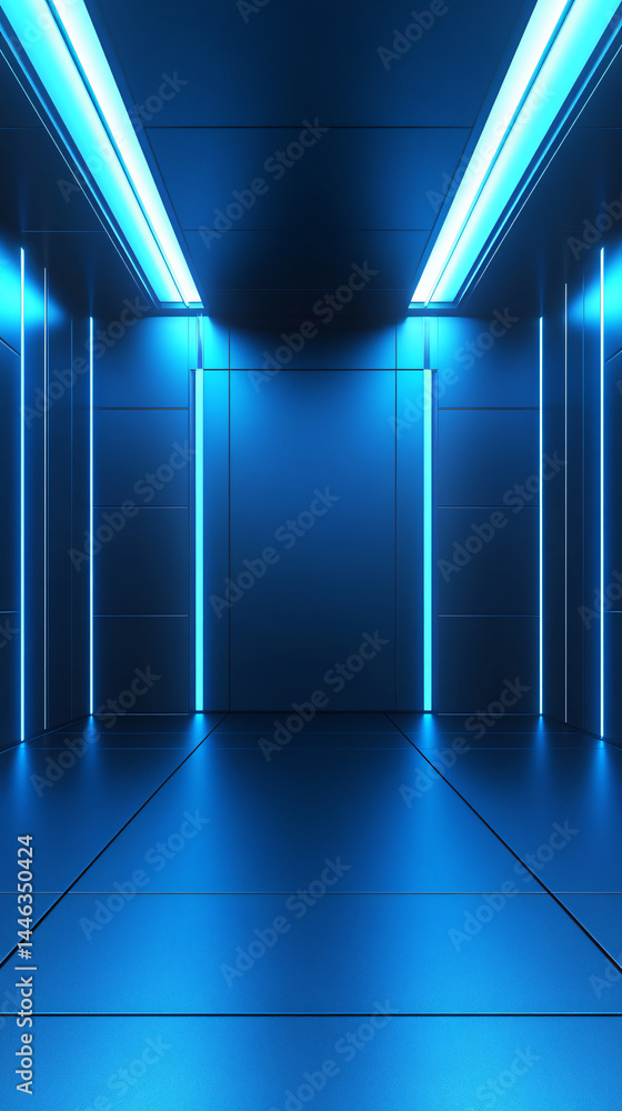 Fototapeta premium Futuristic Neon Corridor with Sci-Fi Interior Design Elements and Striking Visuals