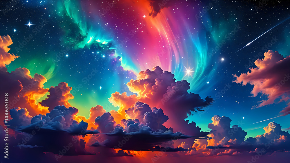 Fototapeta premium Fantastic Sky with Bright Colored Clouds