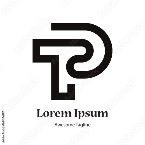 tp or pt letter black logo design icon