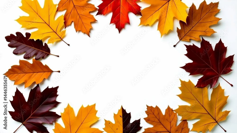 flat lay autumn leaves arranged circular pattern white background leaves different colors including red orange yellow brown scattered randomly across leaves overlapping creating sense depth dimension flat lay autumn leaves arranged circular pattern white background leaves different colors including red orange yellow brown scattered randomly across leaves overlapping creating sense depth dimension