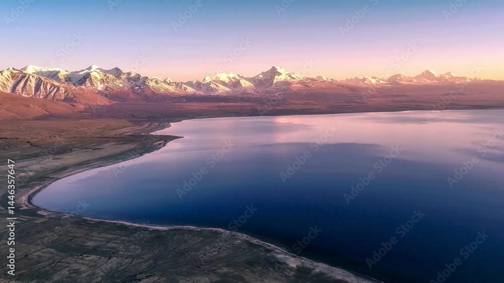 Serene Sunrise Over Himalayan Lake and Mountain Range Serene Sunrise Over Himalayan Lake and Mountain Range
