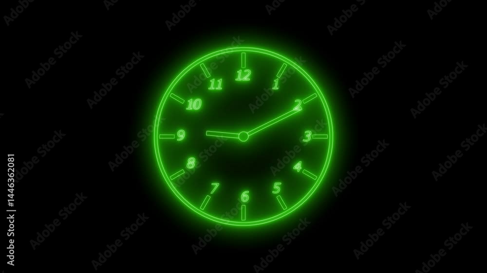 Abstract Neon Countdown Timer Analog Clock Animation Abstract Neon Countdown Timer Analog Clock Animation