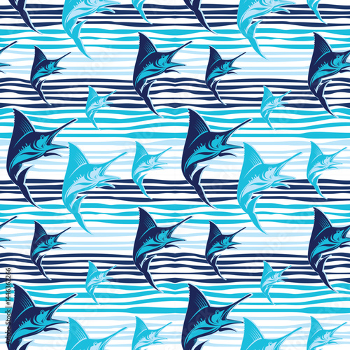 blue fish pattern seamless ornament.eps